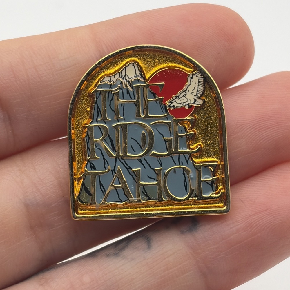 The Ridge Tahoe Ski Resort Lapel Hat Pin Souvenir Gold Tone Eagle Mountain